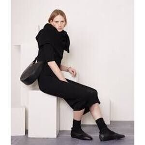 Officine Generale Paris Maissa Polo Midi Dress in Black XS